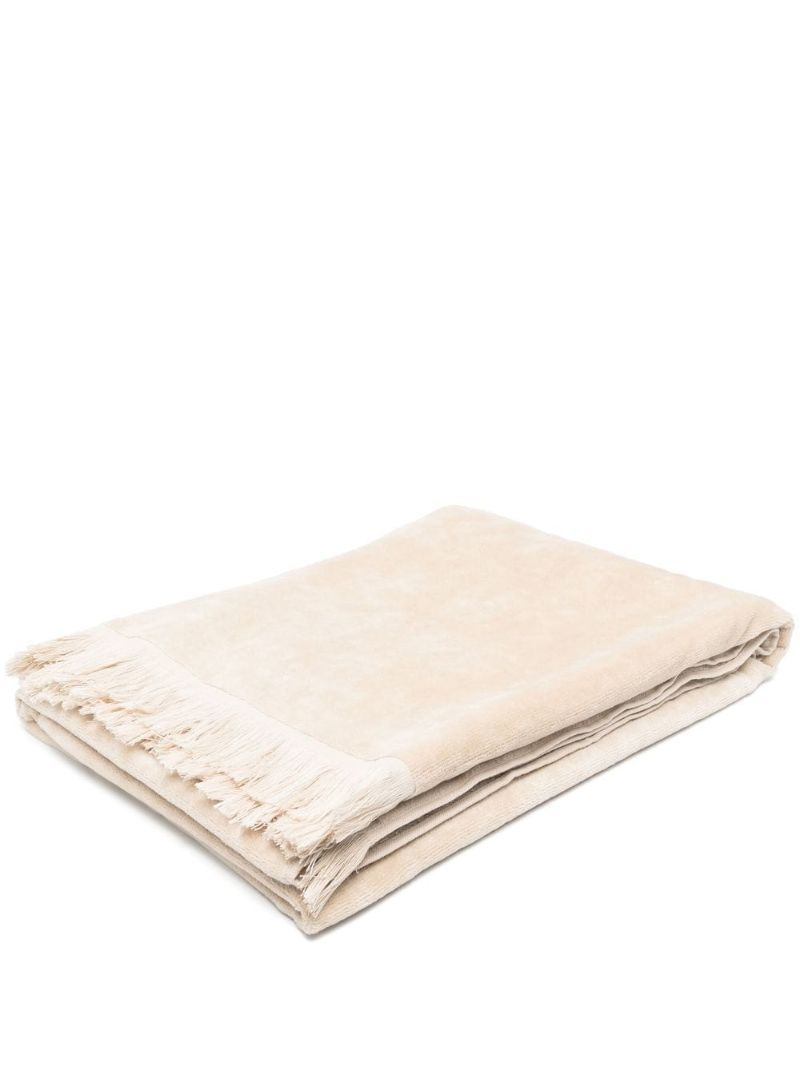 Neutral Fringed Cotton Bath Towel