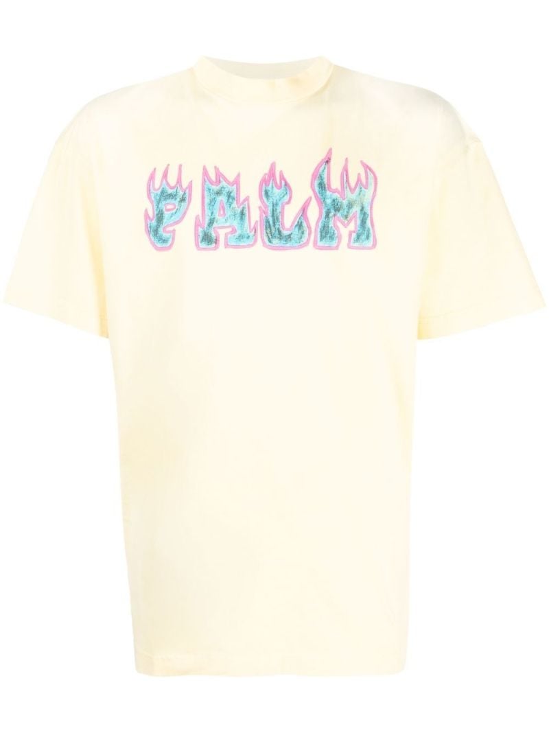 Yellow Flames Logo Cotton T-shirt