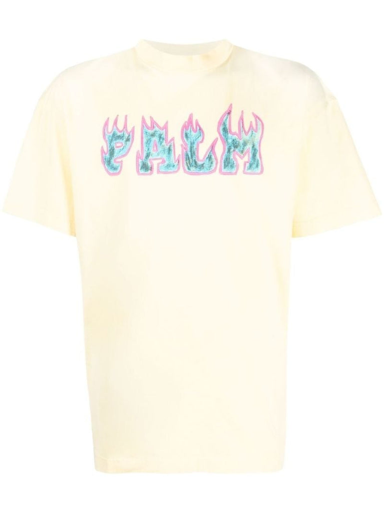 Yellow Flames Logo Cotton T-shirt