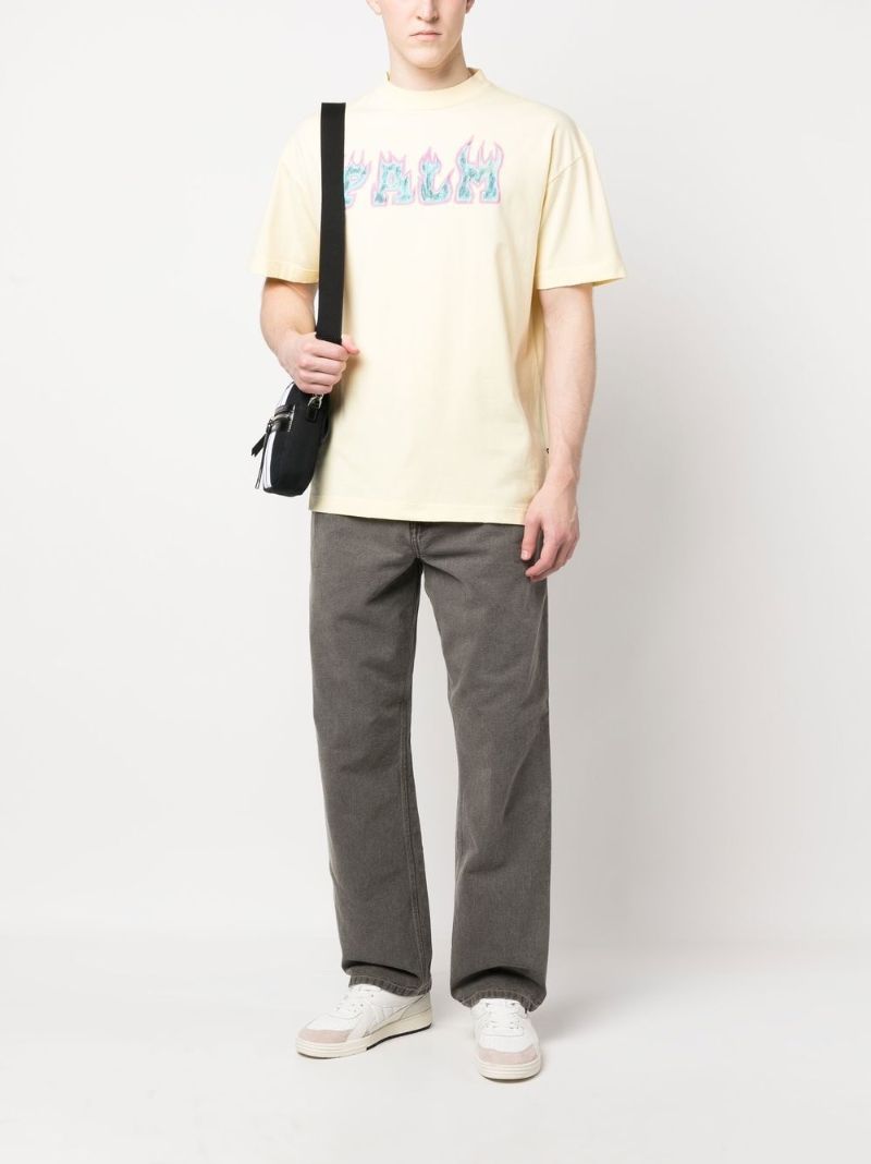 Yellow Flames Logo Cotton T-shirt