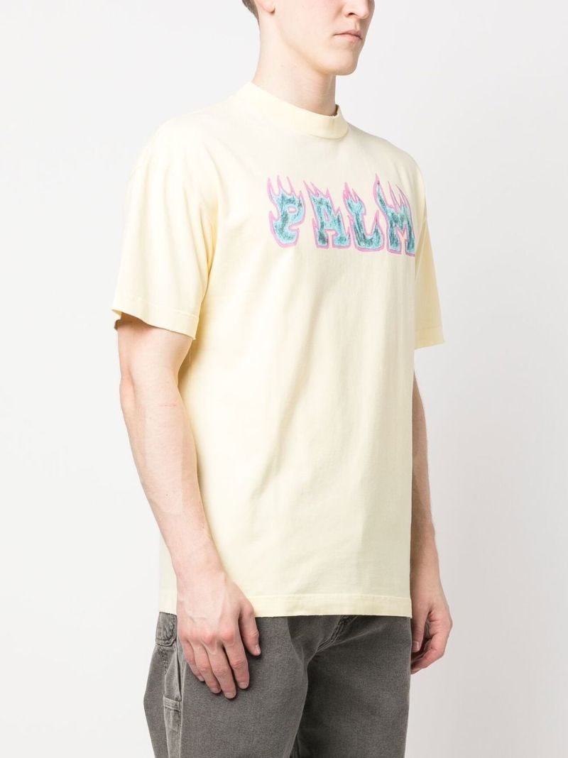 Yellow Flames Logo Cotton T-shirt
