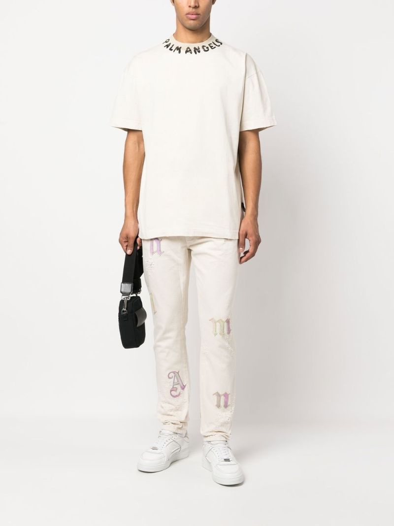 White Logo Print Cotton T-shirt