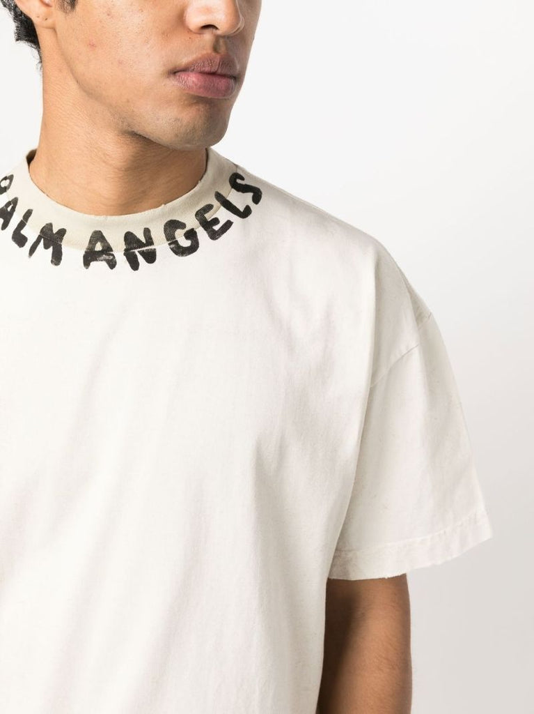 White Logo Print Cotton T-shirt