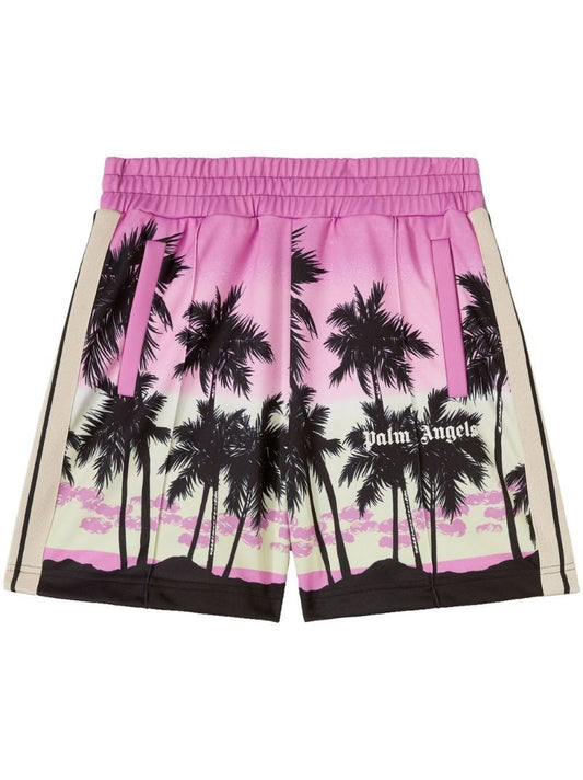 Pink Palm Tree Print Shorts