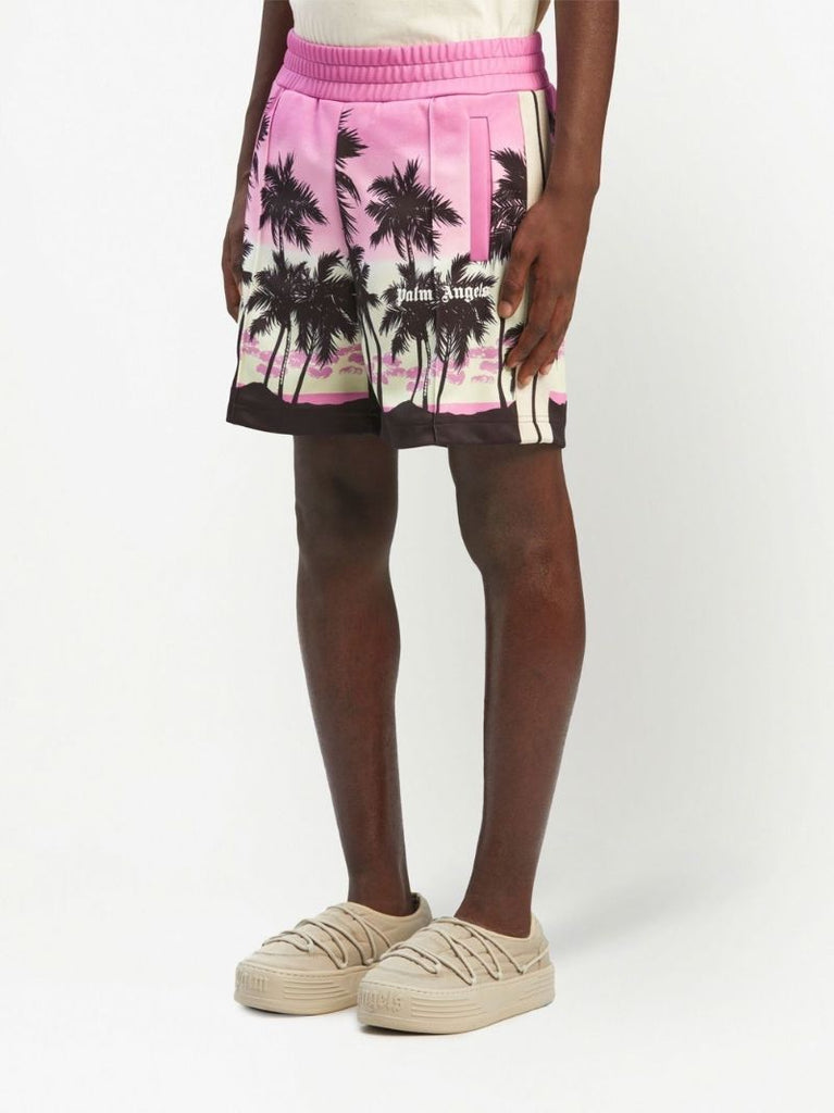 Pink Palm Tree Print Shorts