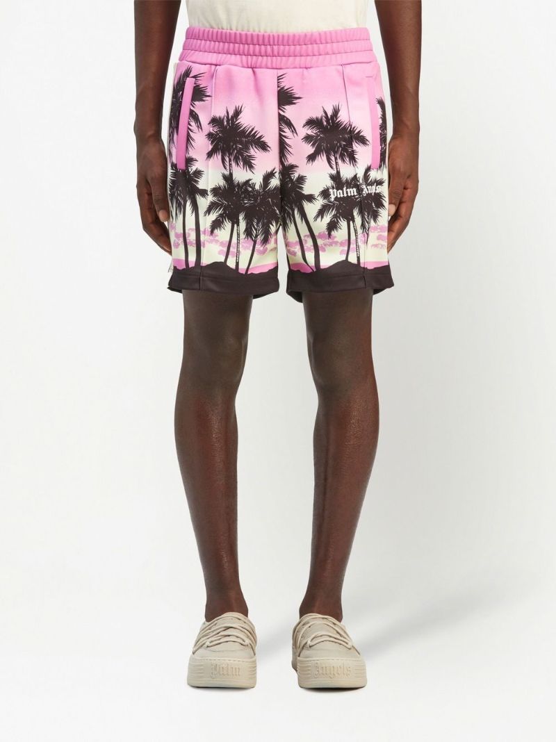Pink Palm Tree Print Shorts