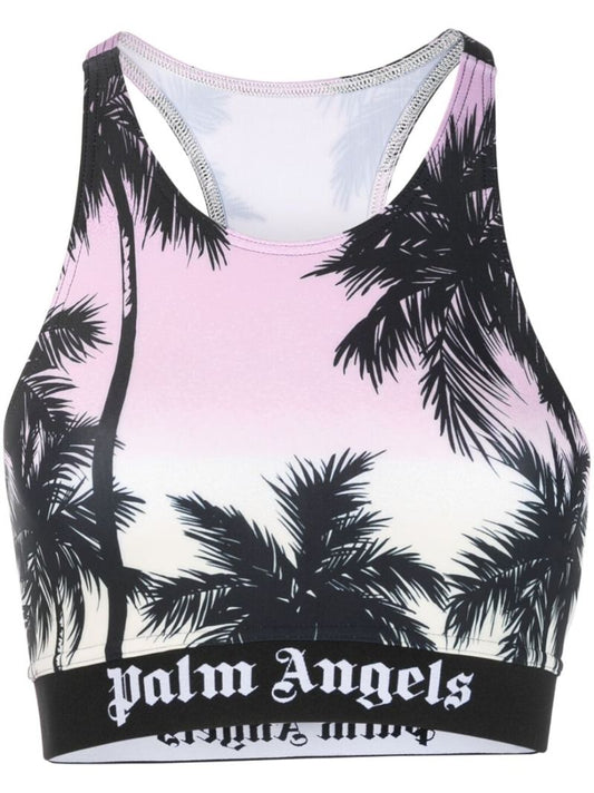 Purple Palm Print Crop Top