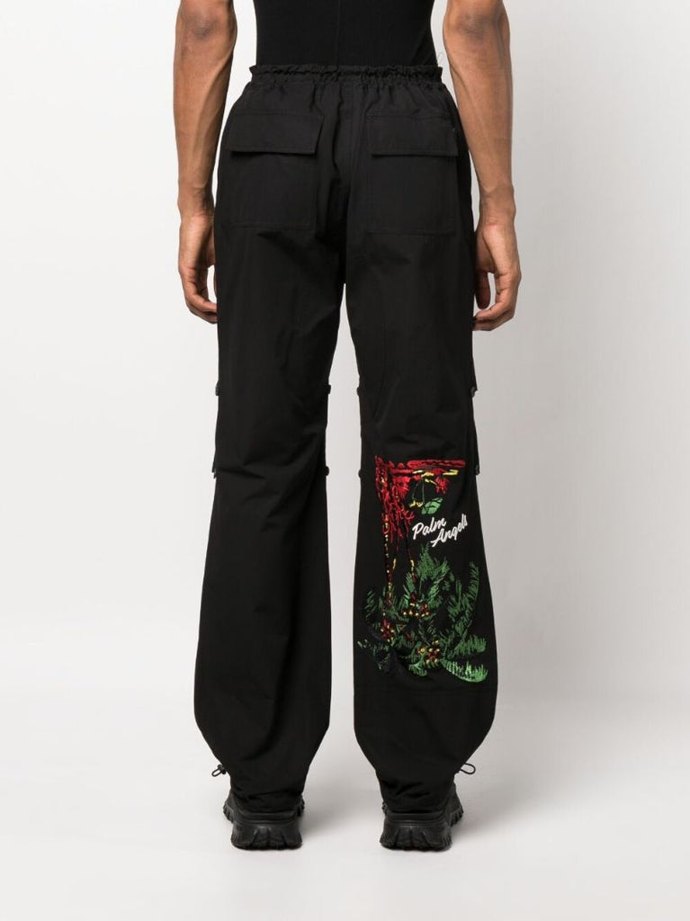 Black Upsidedown Palm Cargo Trousers