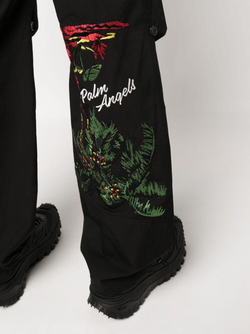 Black Upsidedown Palm Cargo Trousers
