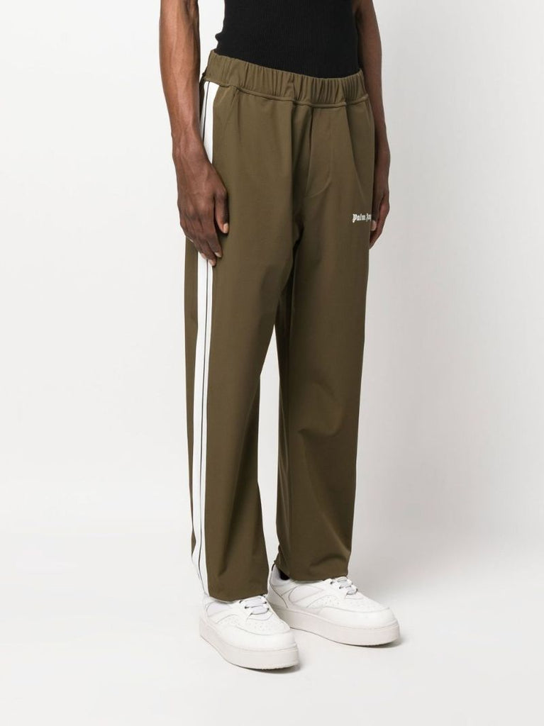 Green Logo Print Stripe Cargo Pants