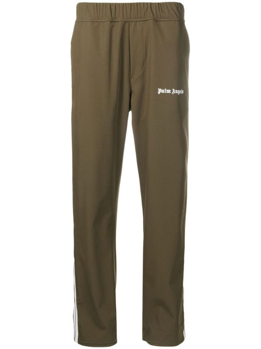 Green Logo Print Stripe Cargo Pants