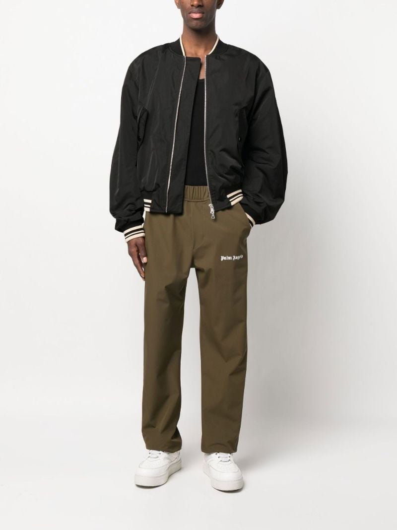 Green Logo Print Stripe Cargo Pants