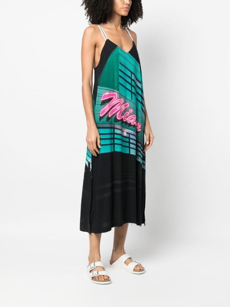 Black Miami Print Sleeveless Dress
