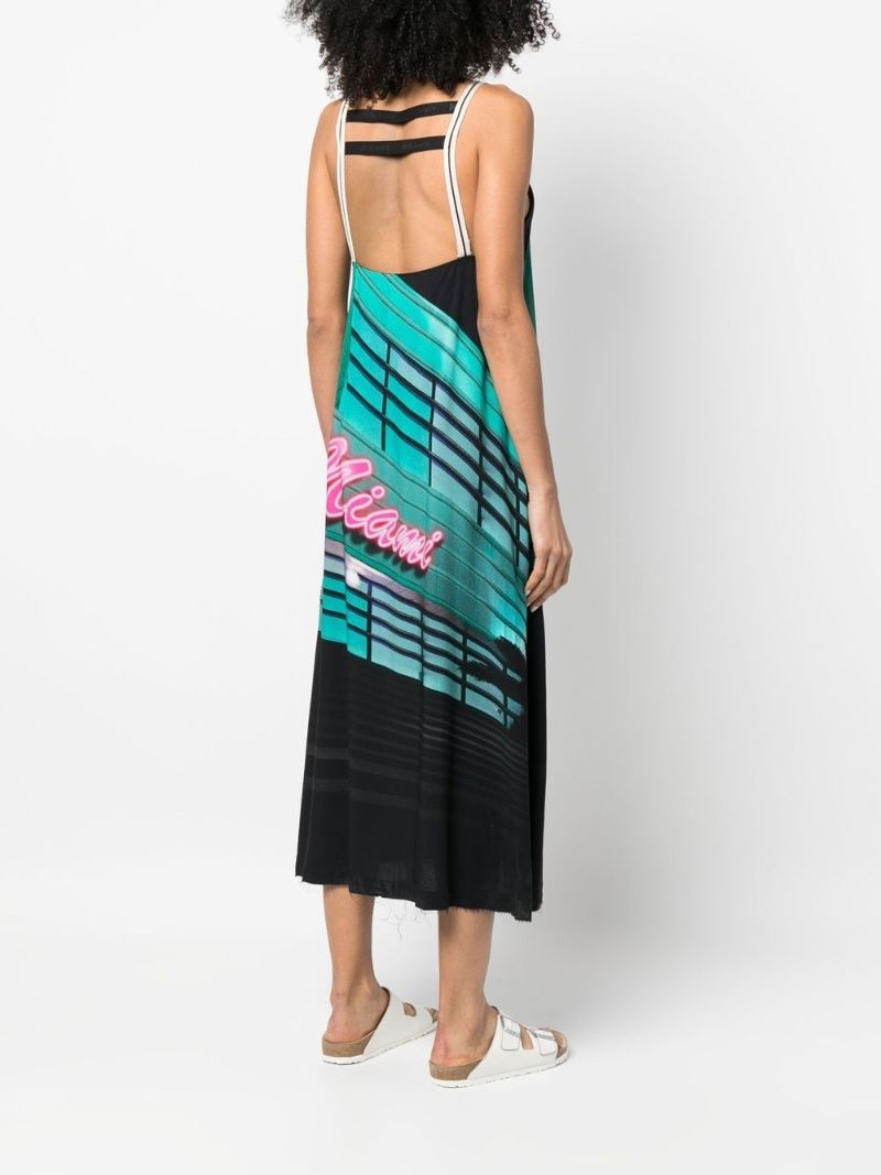 Black Miami Print Sleeveless Dress
