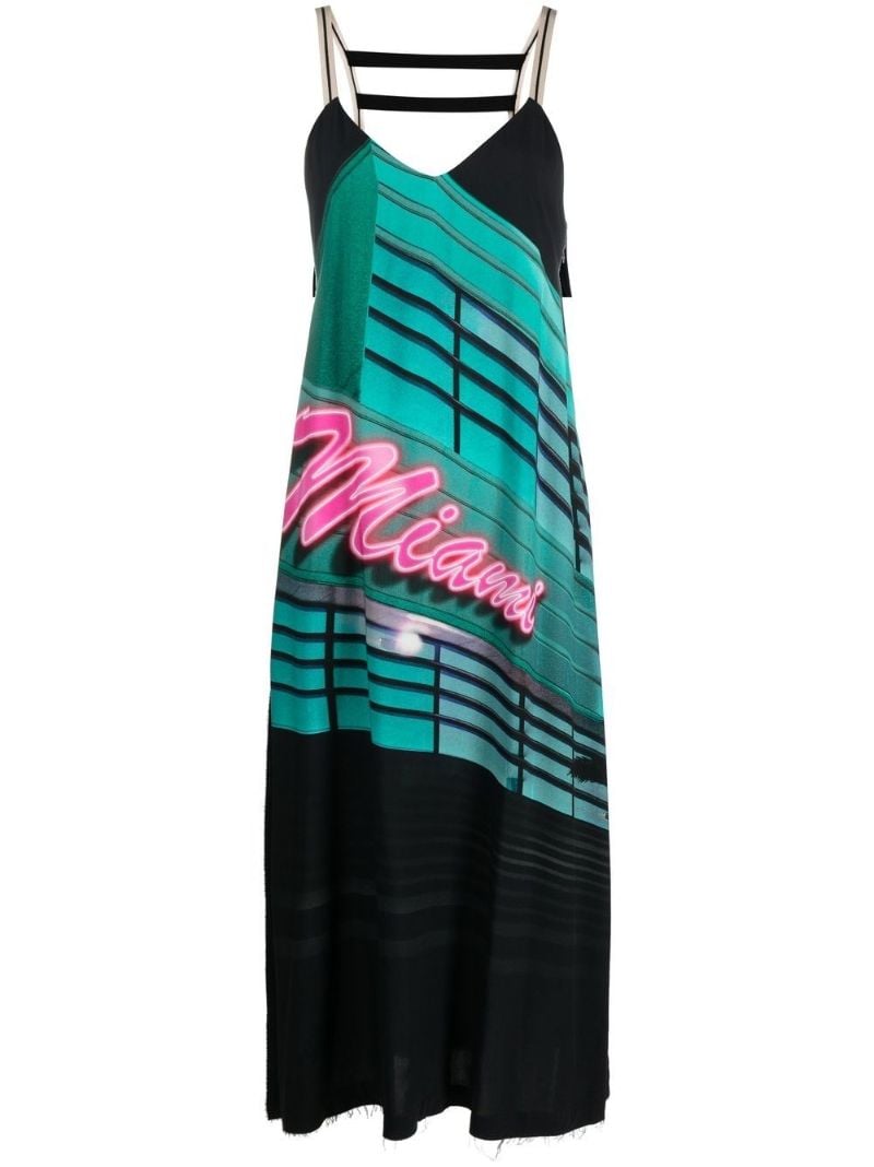 Black Miami Print Sleeveless Dress