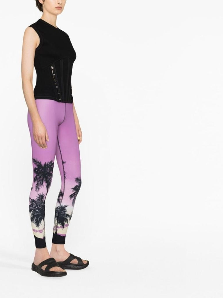 Purple Sunset Print Leggings