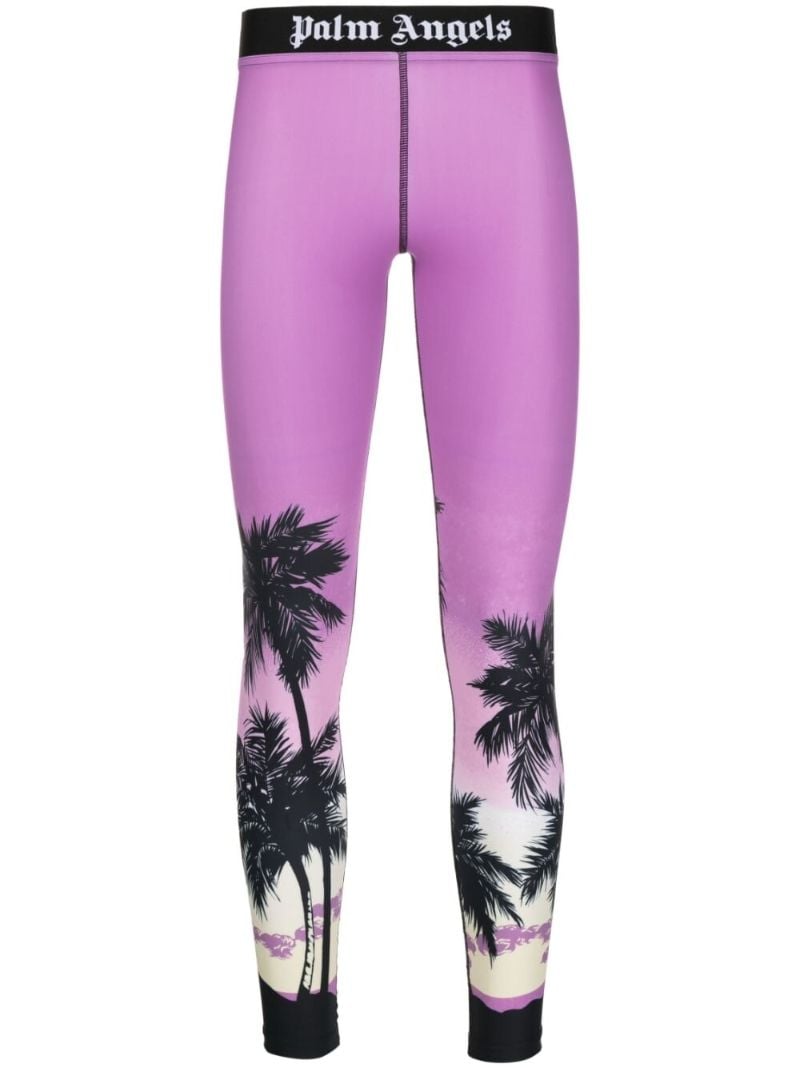 Purple Sunset Print Leggings