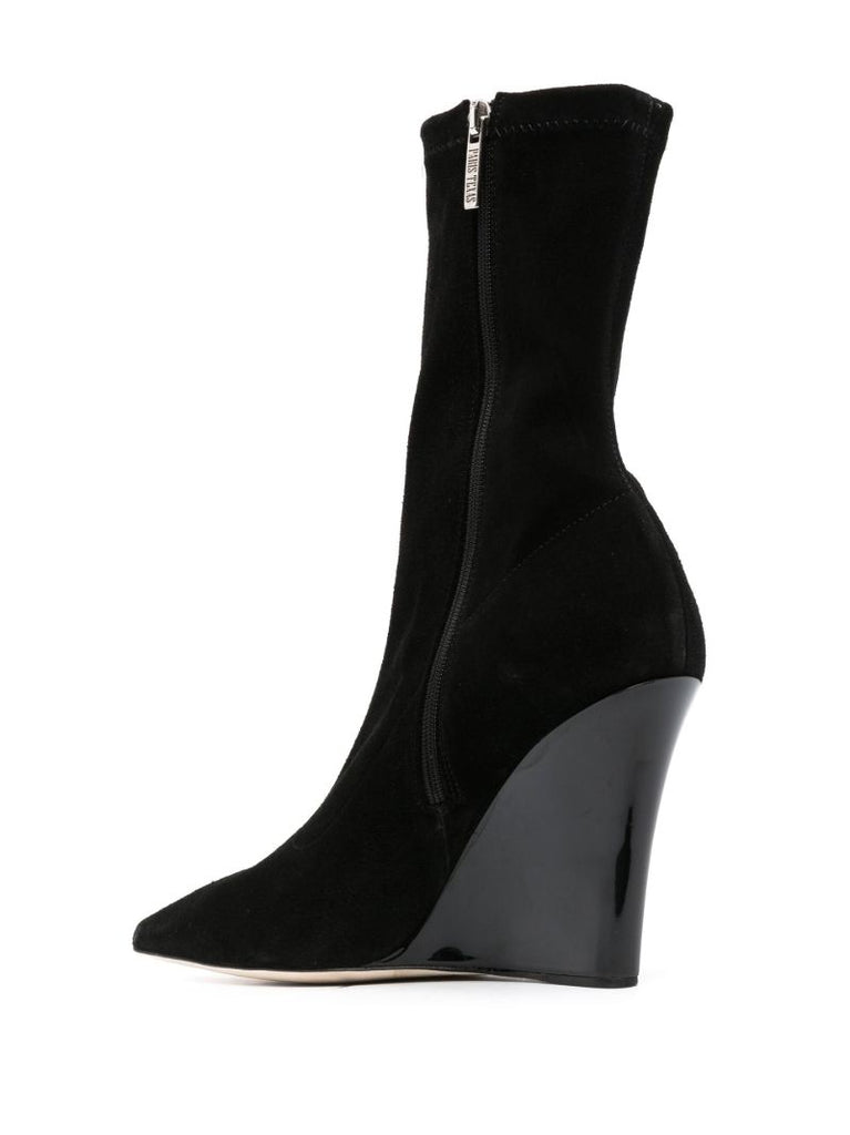 Black Wanda 105 Suede Wedge Boots