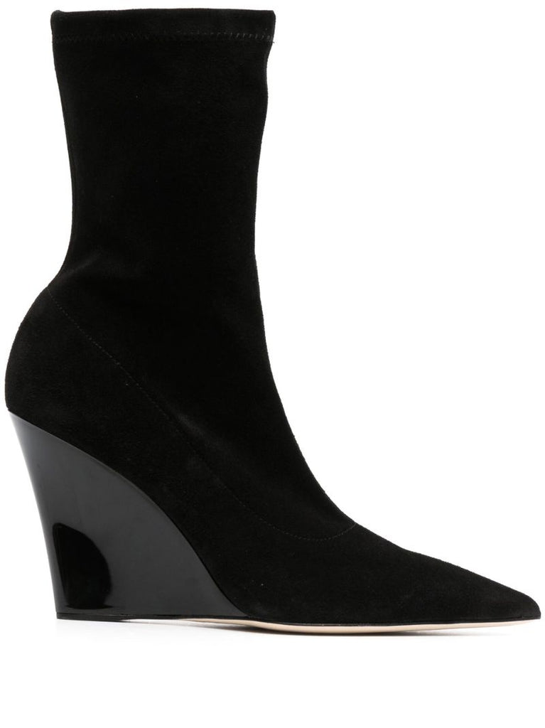 Black Wanda 105 Suede Wedge Boots