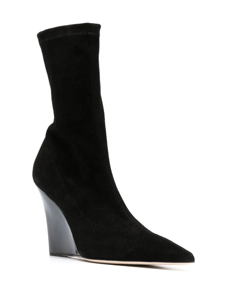 Black Wanda 105 Suede Wedge Boots