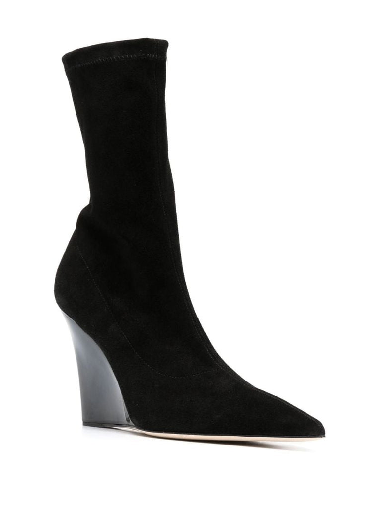 Black Wanda 105 Suede Wedge Boots