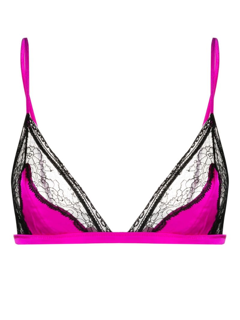 Pink Lace Silk Triangle Bra