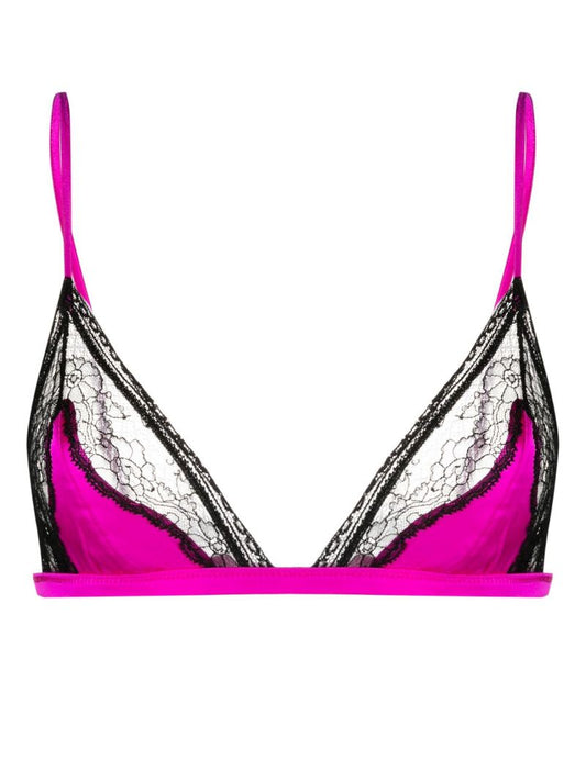 Pink Lace Silk Triangle Bra