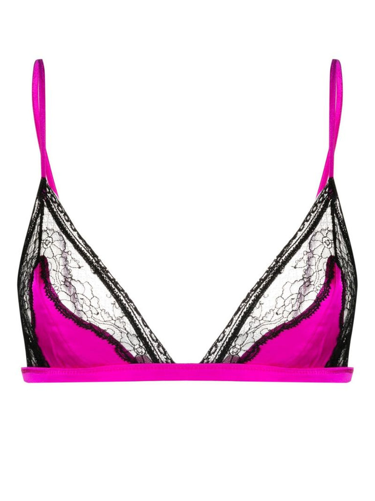 Pink Lace Silk Triangle Bra