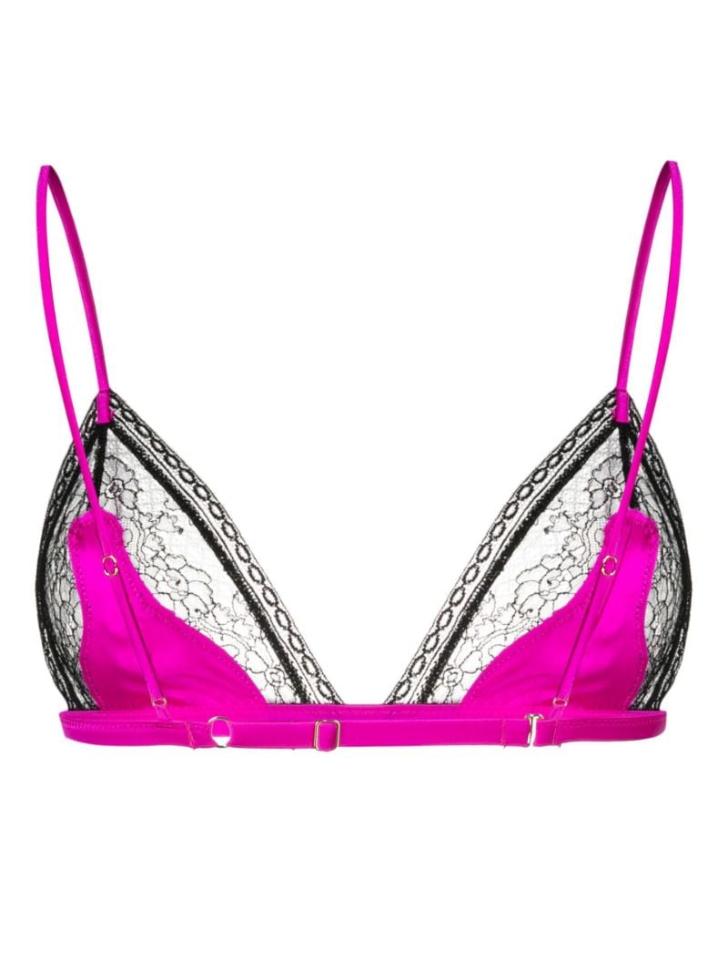 Pink Lace Silk Triangle Bra