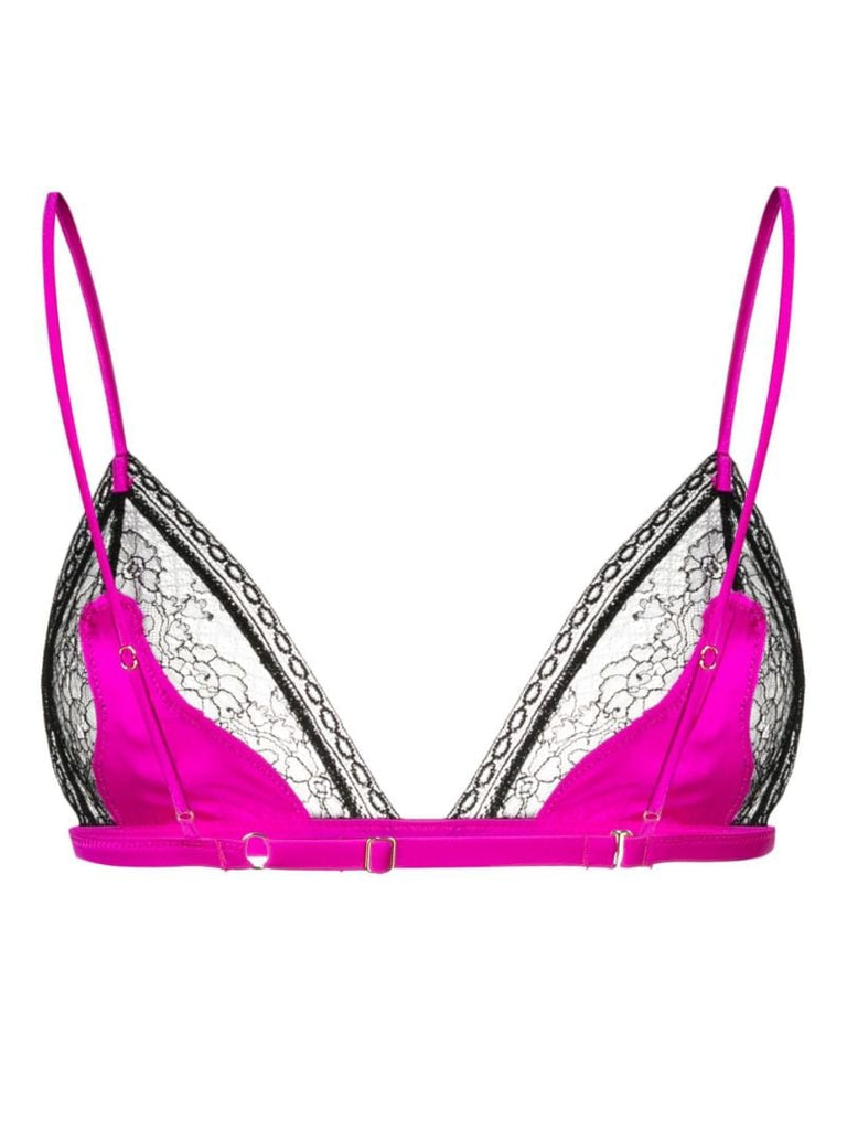 Pink Lace Silk Triangle Bra