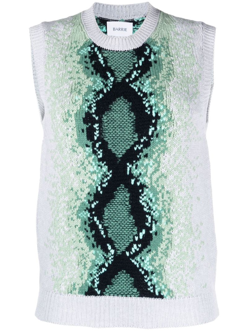 Grey Python-intarsia Sweater Vest