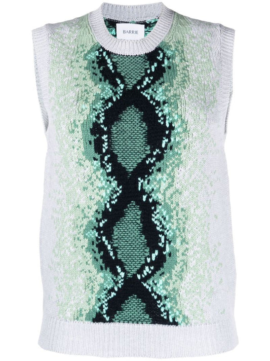 Grey Python-intarsia Sweater Vest