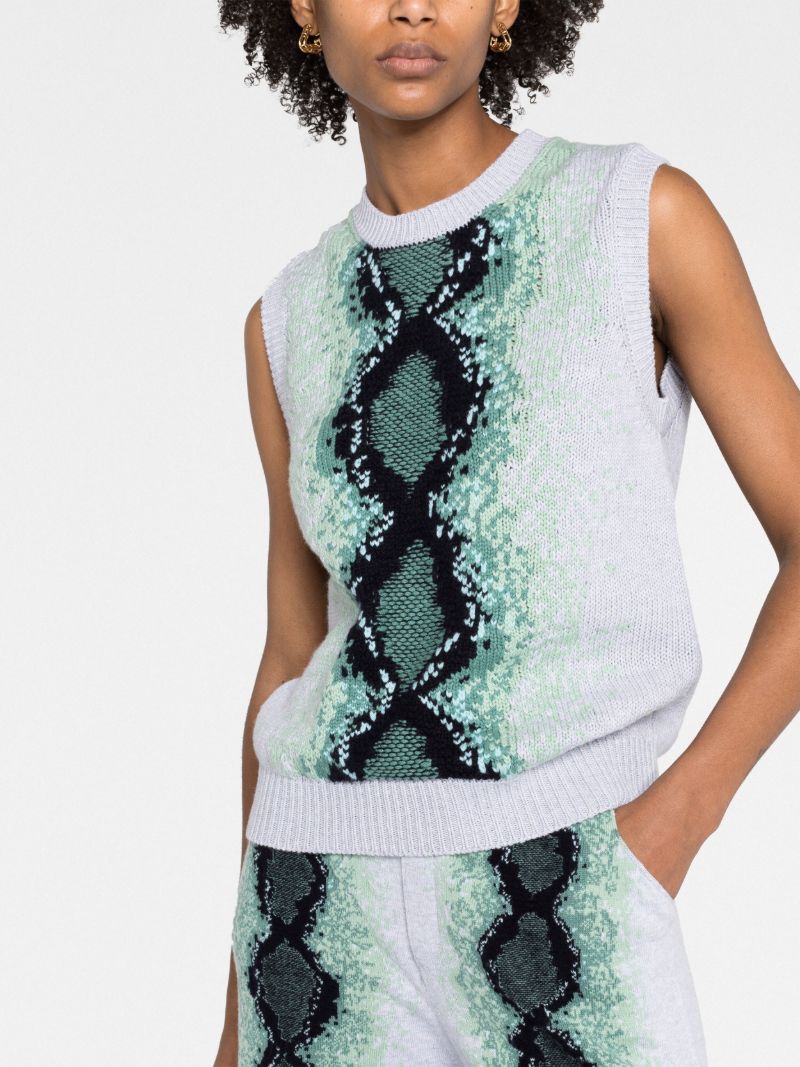 Grey Python-intarsia Sweater Vest