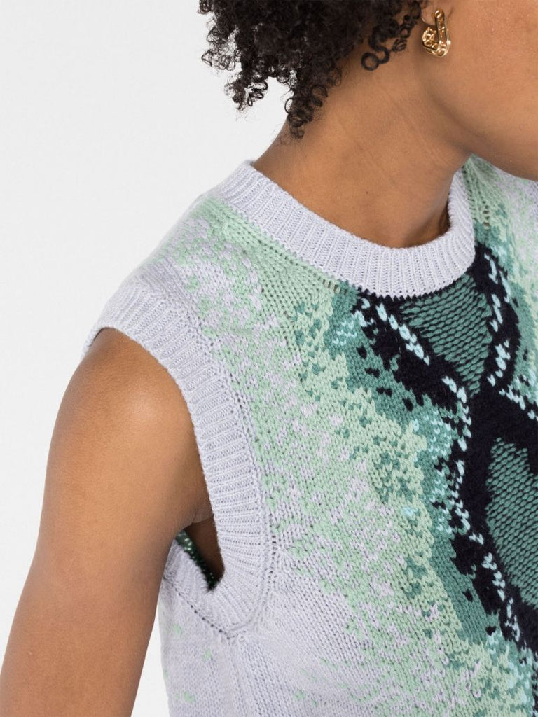 Grey Python-intarsia Sweater Vest