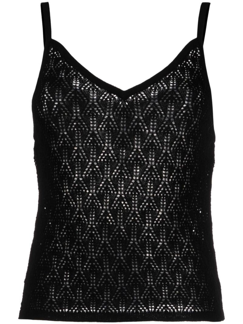Black Open-knit Top