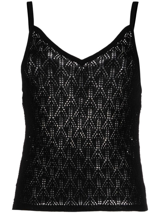 Black Open-knit Top
