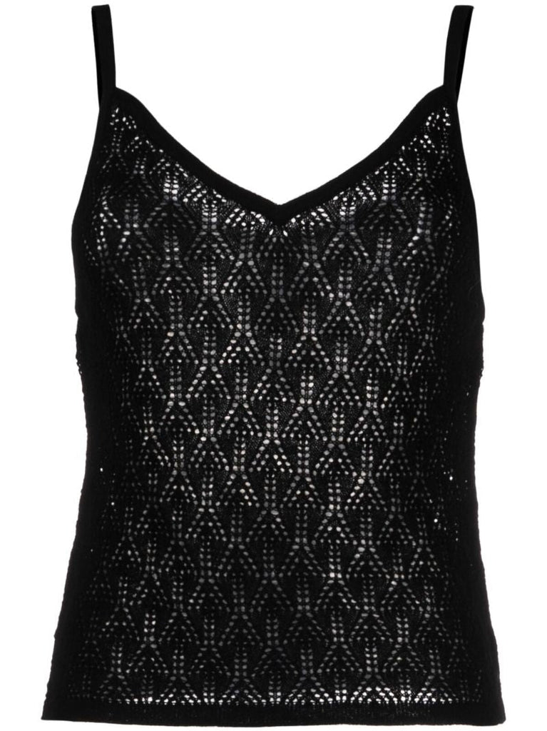 Black Open-knit Top