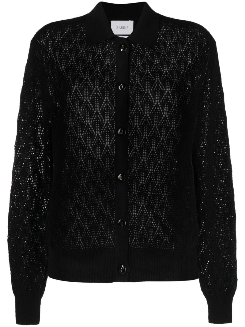 Black Pointelle-knit Cashmere Shirt