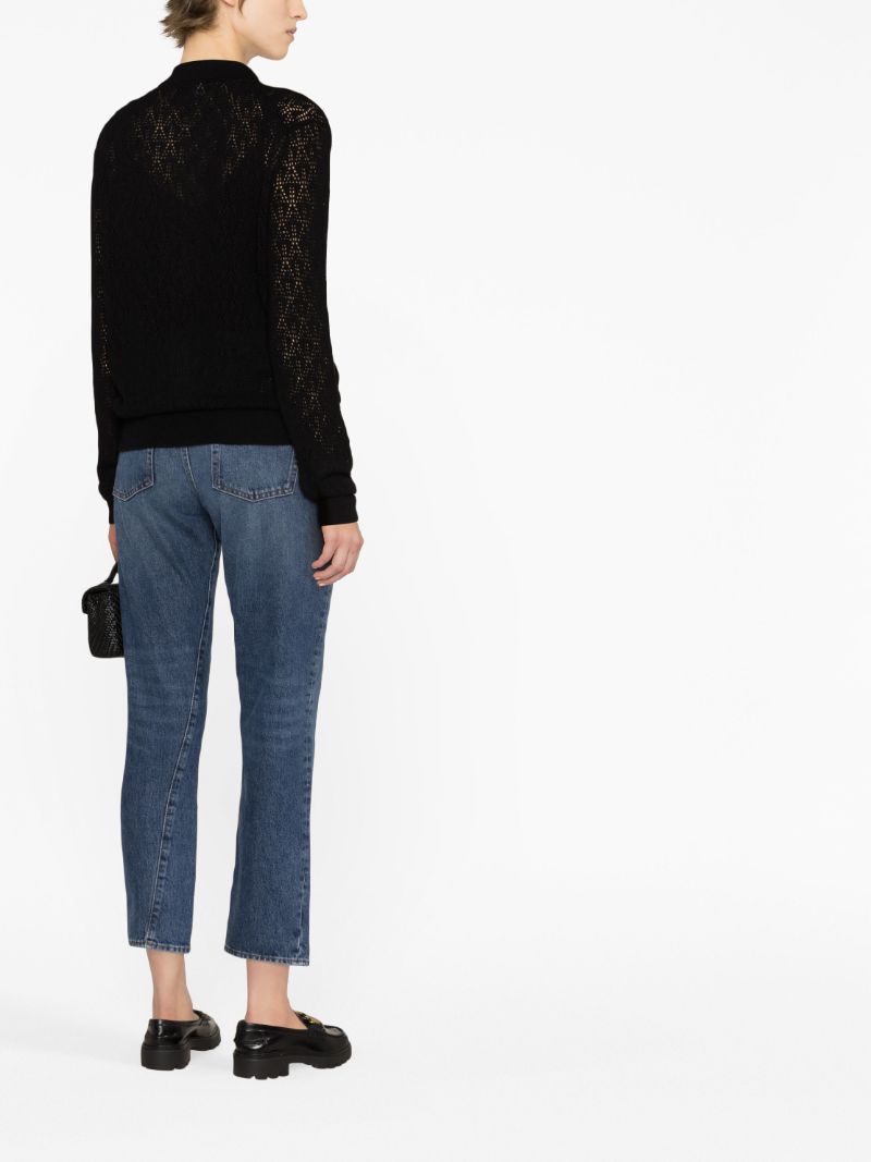 Black Pointelle-knit Cashmere Shirt