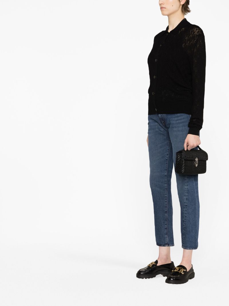 Black Pointelle-knit Cashmere Shirt