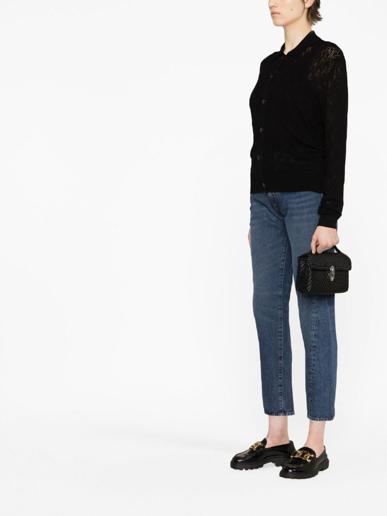 Black Pointelle-knit Cashmere Shirt