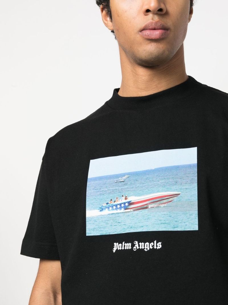 Black Getty Speedboat Print T-shirt