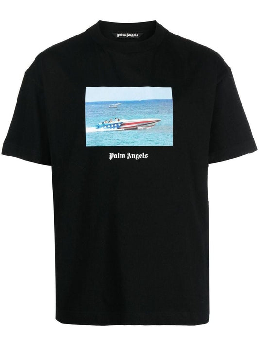 Black Getty Speedboat Print T-shirt