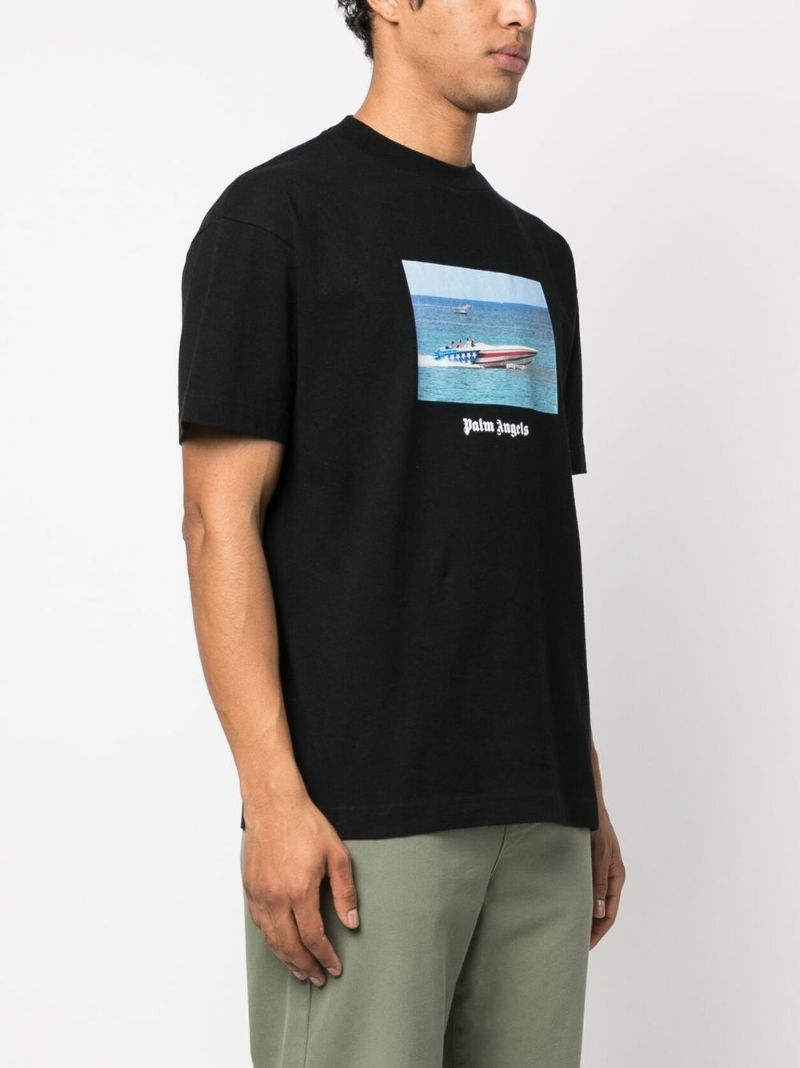 Black Getty Speedboat Print T-shirt