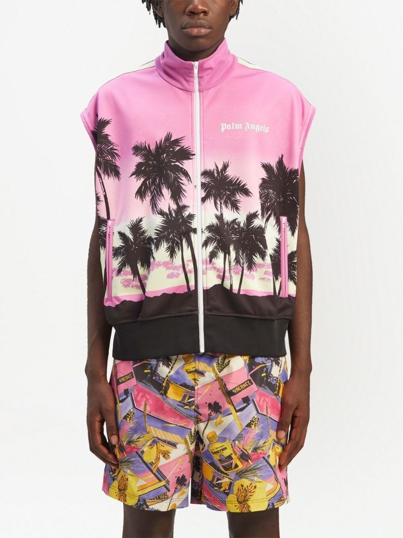 Pink Palm Tree Print Gilet