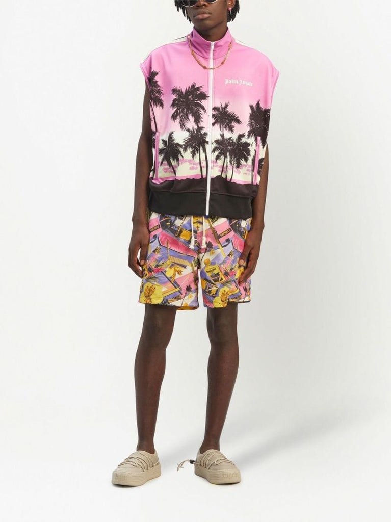 Pink Palm Tree Print Gilet