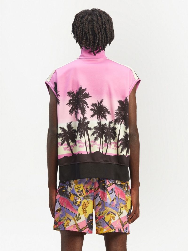 Pink Palm Tree Print Gilet
