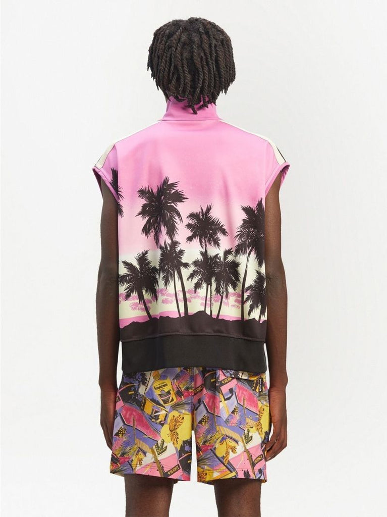 Pink Palm Tree Print Gilet