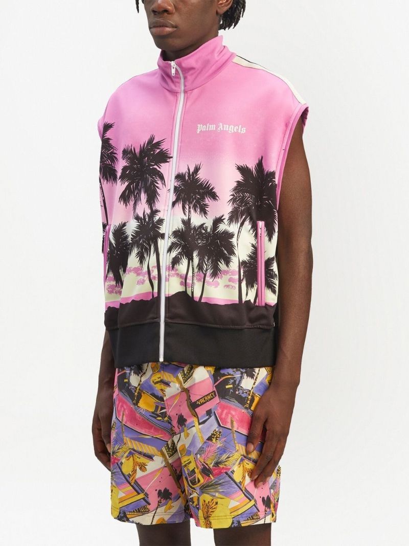 Pink Palm Tree Print Gilet