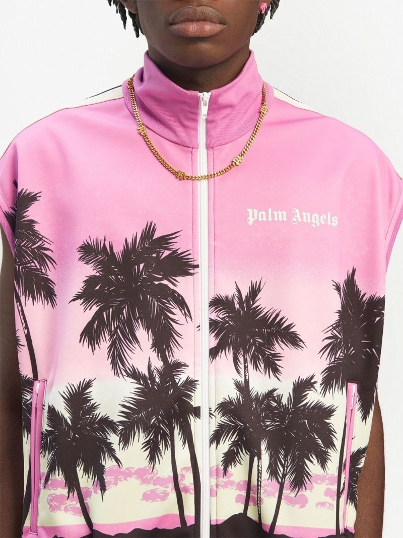 Pink Palm Tree Print Gilet